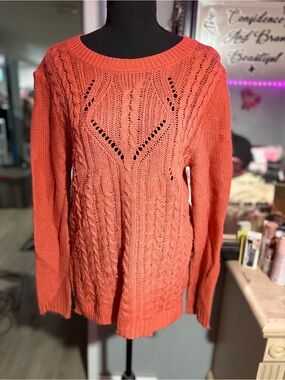 NWOT Taylor & Sage Coral Cable Knit Scoop Neck Sweater- M